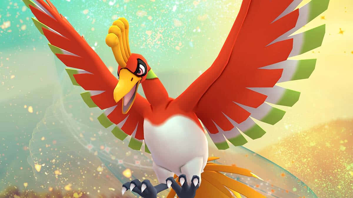 Ho-Oh With Sparkles In The Background Wallpaper