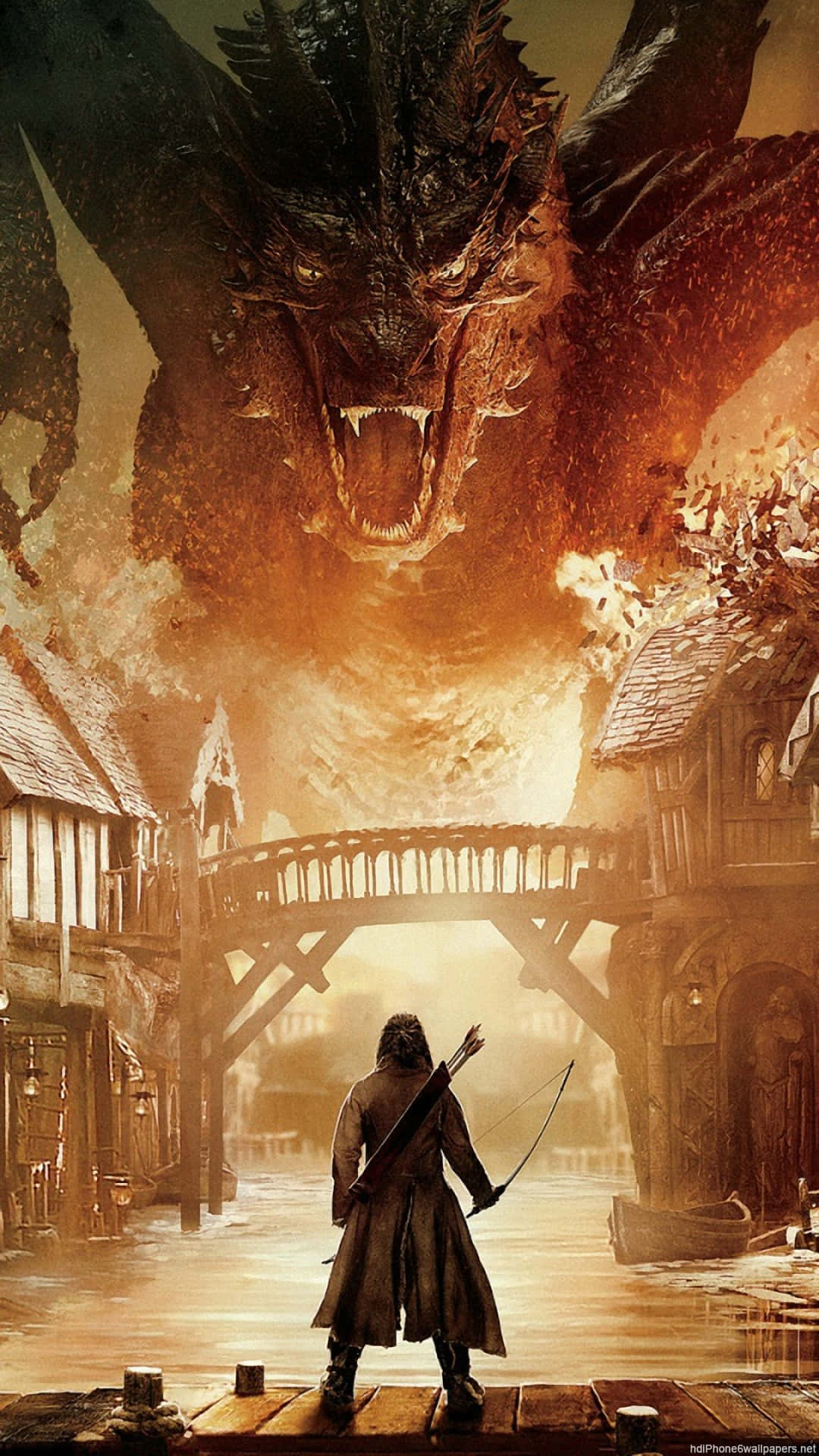 Hobbit Facing Dragon Confrontation Wallpaper