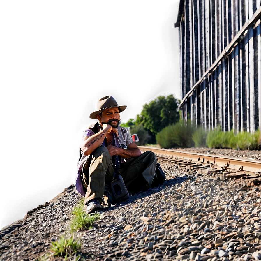 Hobo By The Railroad Tracks Png 90 PNG