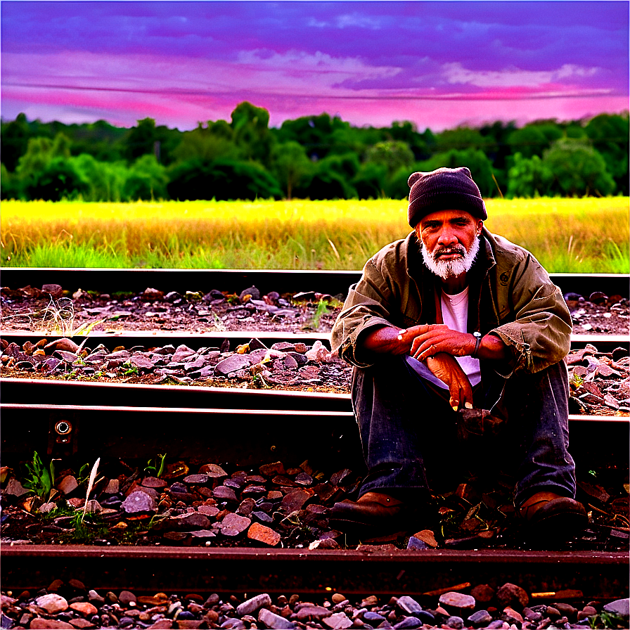 Hobo By The Railroad Tracks Png Ftk PNG