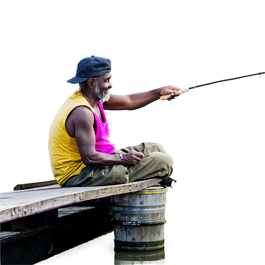 Hobo Fishing From Pier Png 06242024 PNG