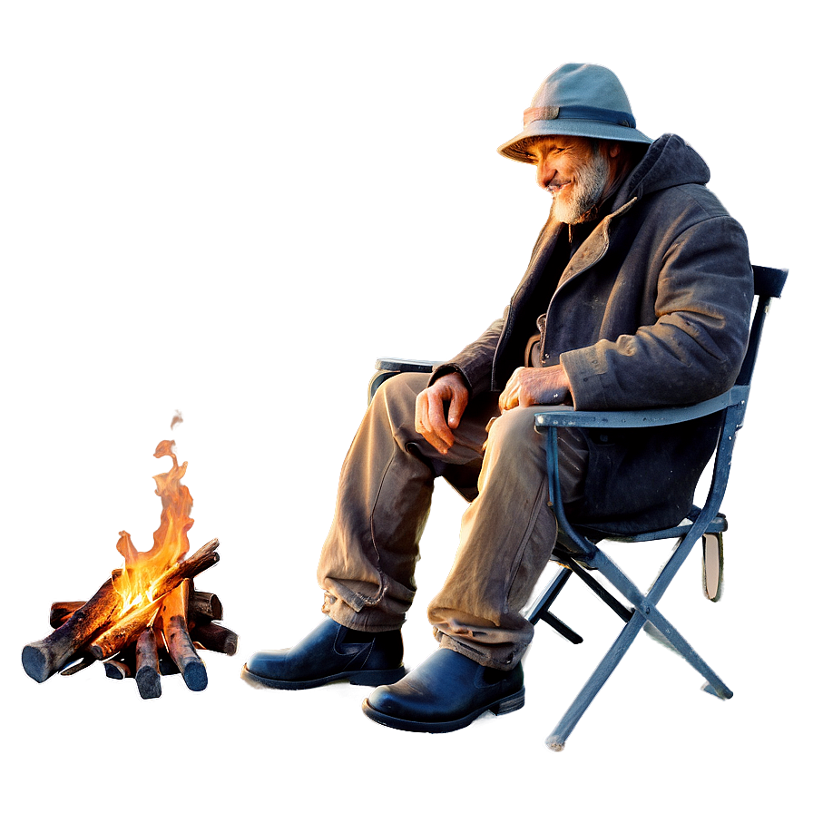 Hobo Resting By Fire Png 06242024 PNG