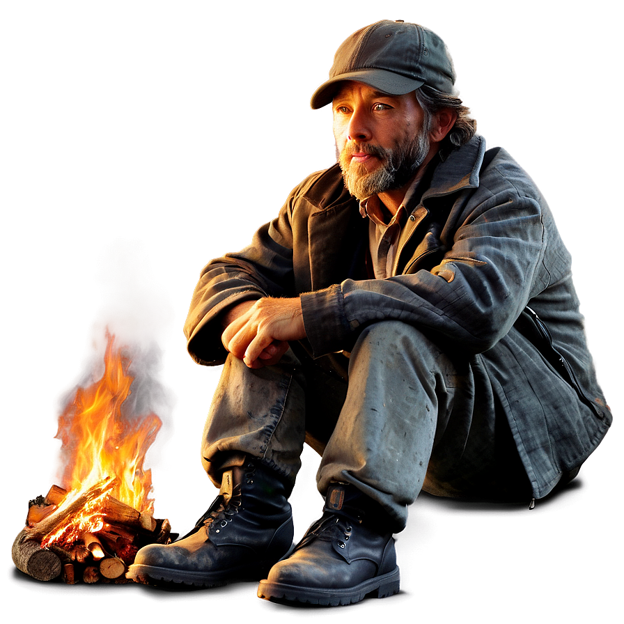 Hobo Resting By Fire Png 37 PNG