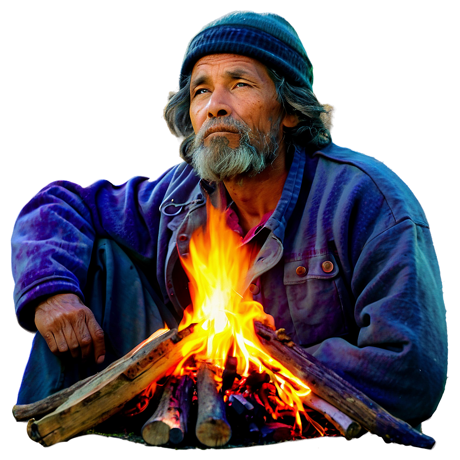 Hobo Resting By Fire Png Iow PNG