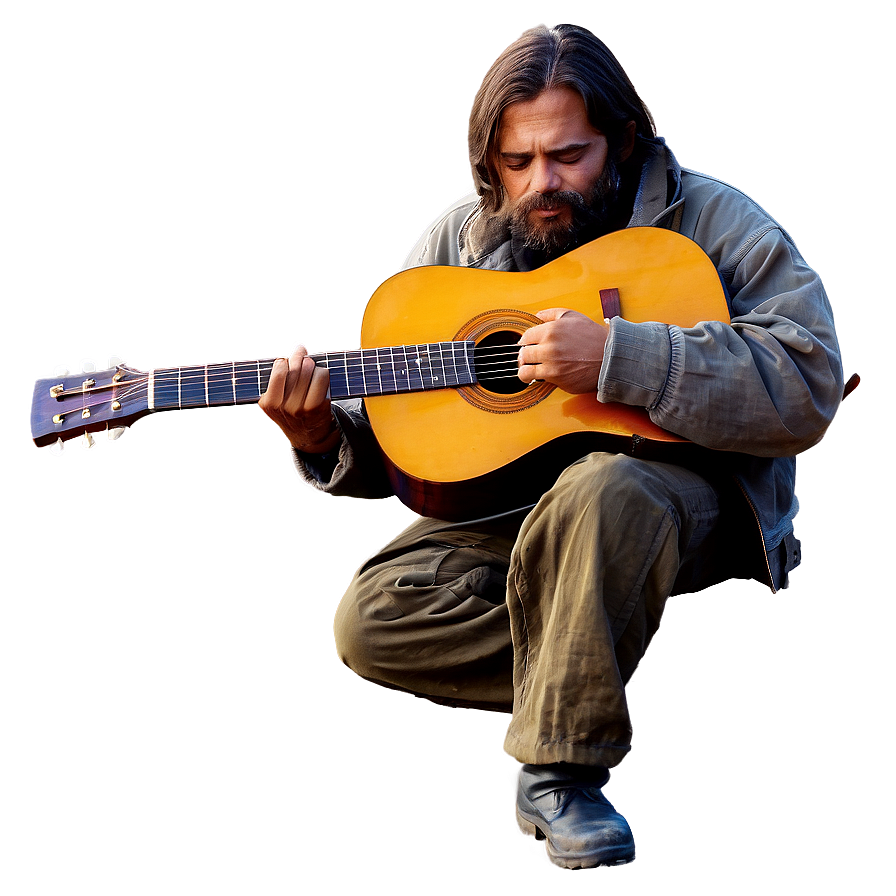 Hobo With Guitar Png 06242024 PNG