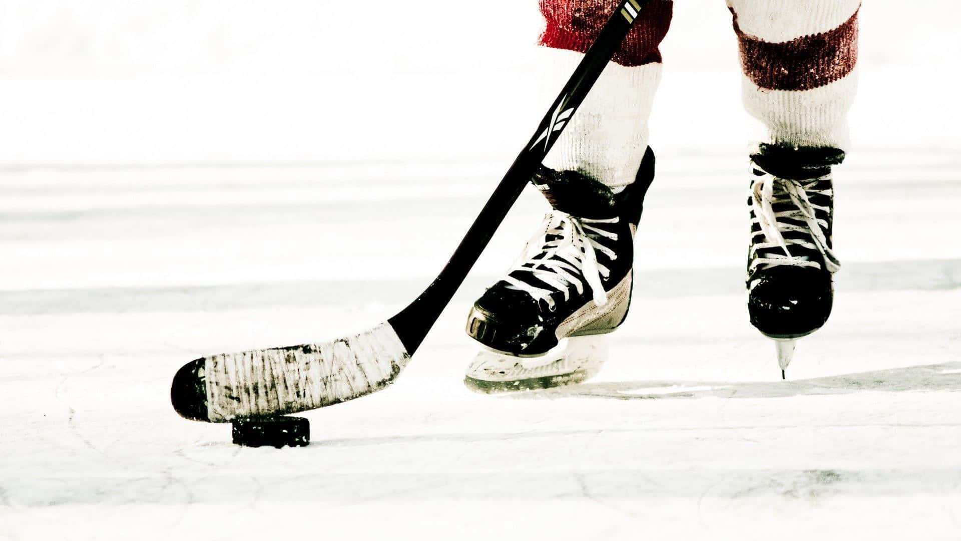 A Person Is Playing Hockey