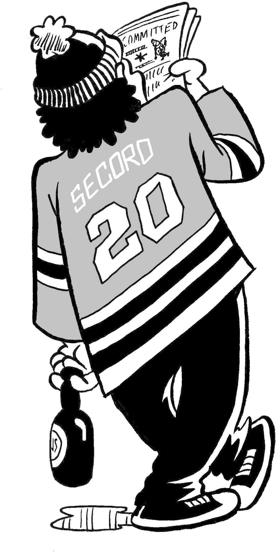 Hockey Fan Cartoon Reading Newspaper PNG