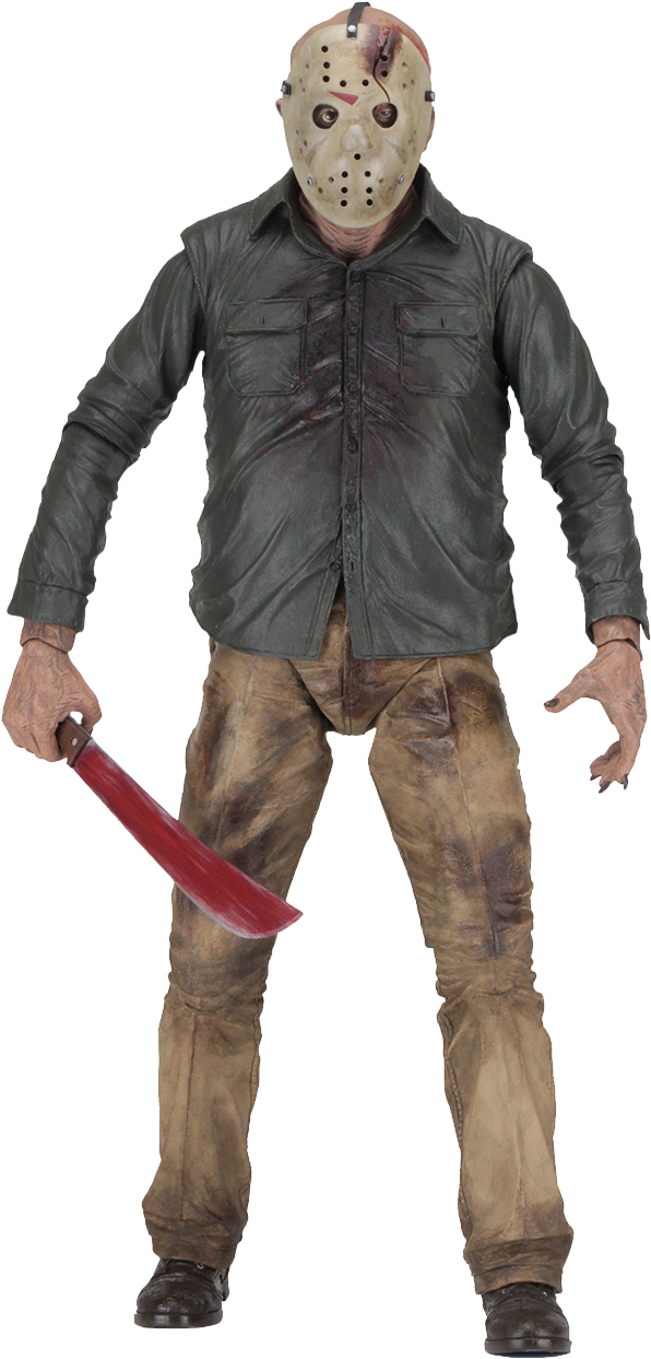 Hockey Masked Horror Figurewith Machete PNG