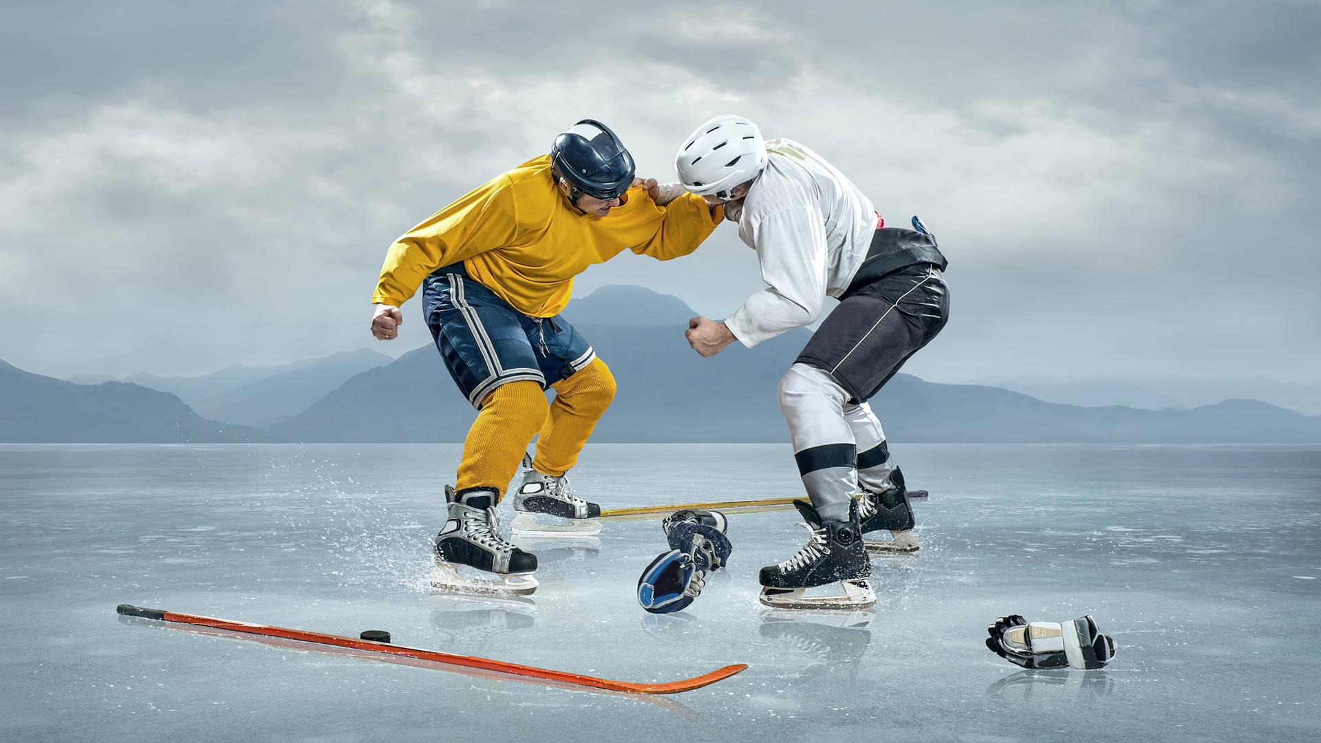 Hockey Player In Ice Skating Rink Wallpaper