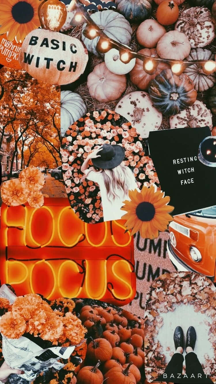 Hocus Pocus Autumn Witch Collage Wallpaper