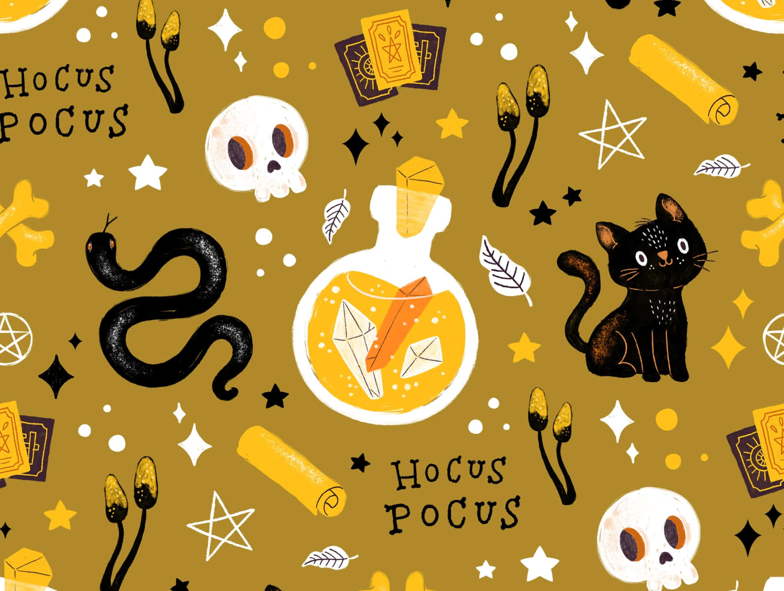 Hocus Pocus Witchy Pattern Wallpaper