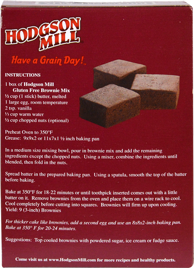 Hodgson Mill Gluten Free Brownie Mix Instructions PNG