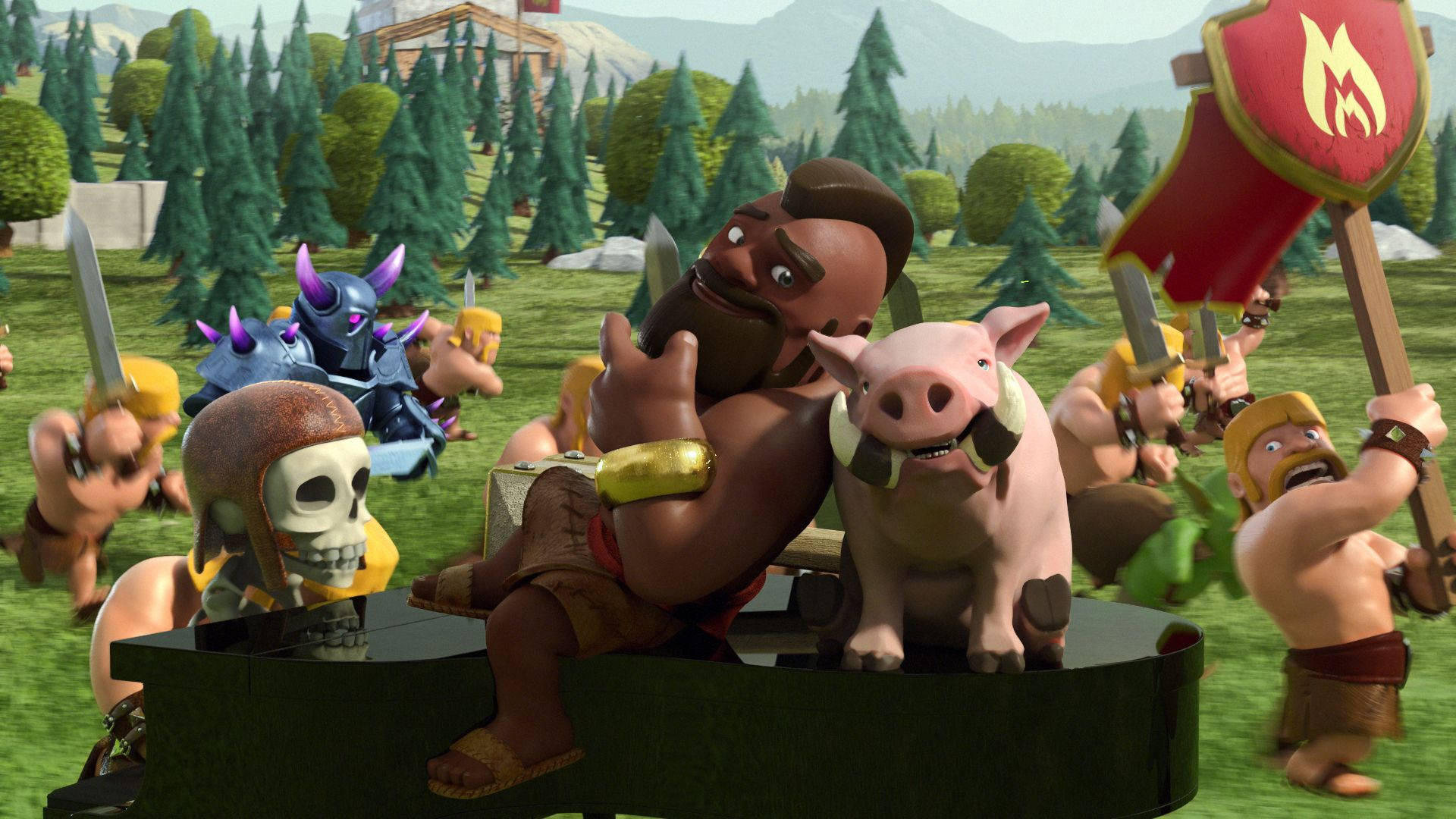 Hog Rider On Piano Clash Of Clans Background