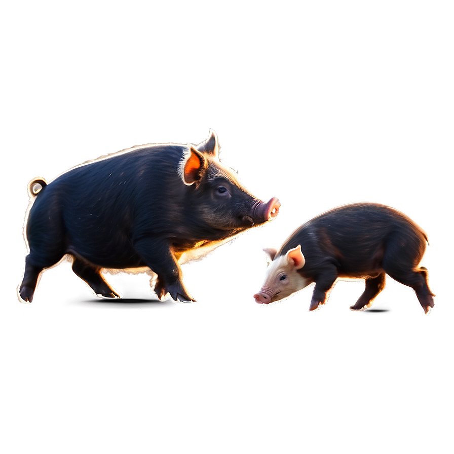 Hog With Piglets Png 06252024 PNG