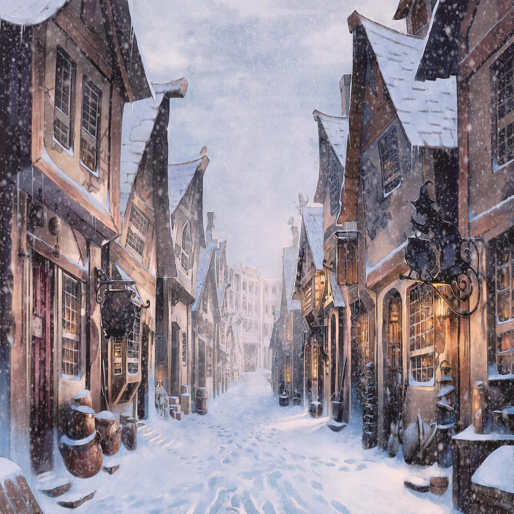 Magical Hogsmeade Village at Twilight Wallpaper