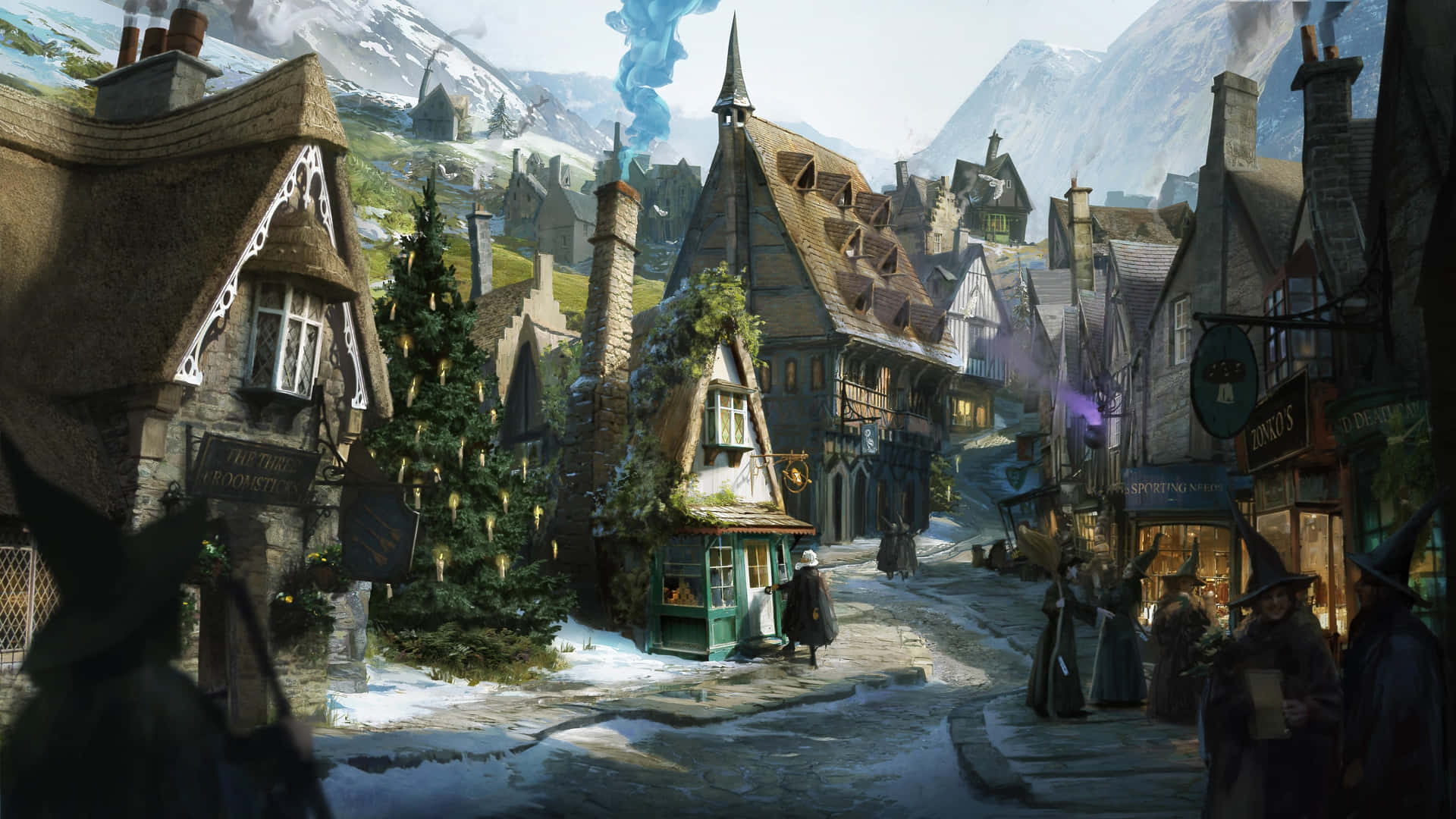 Download Hogsmeade Village Winter Scene Hogwarts Legacy Wallpaper ...