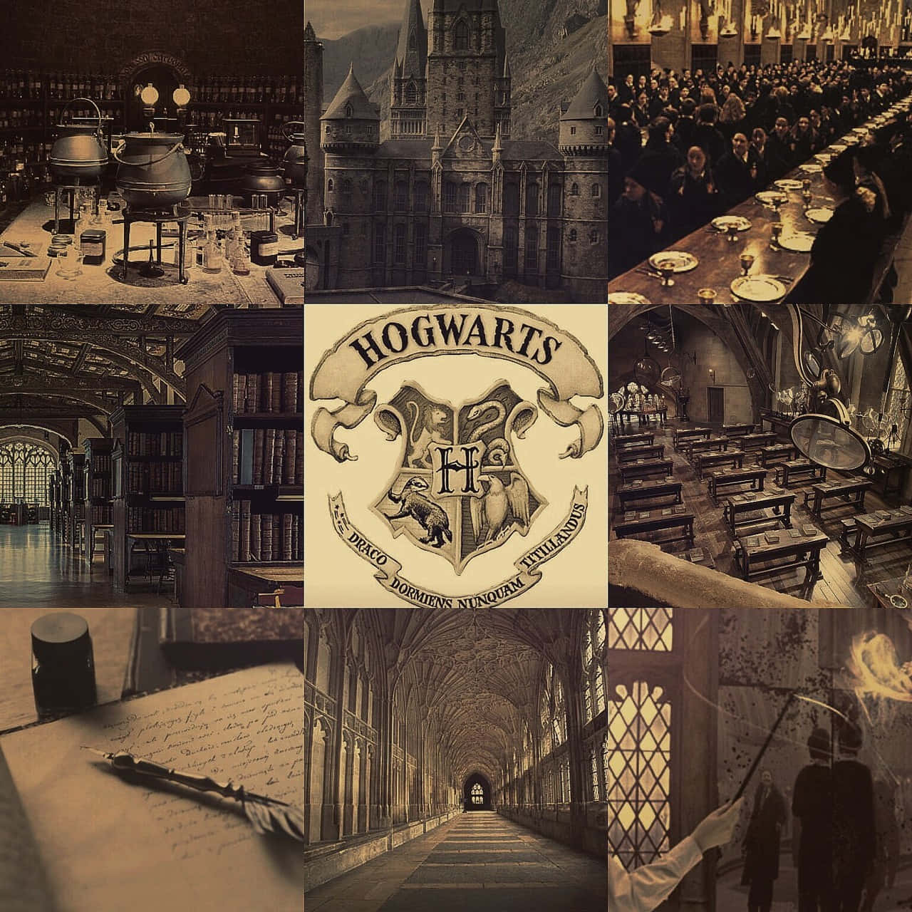 Hogwarts Academia Esthetiek Collage Achtergrond