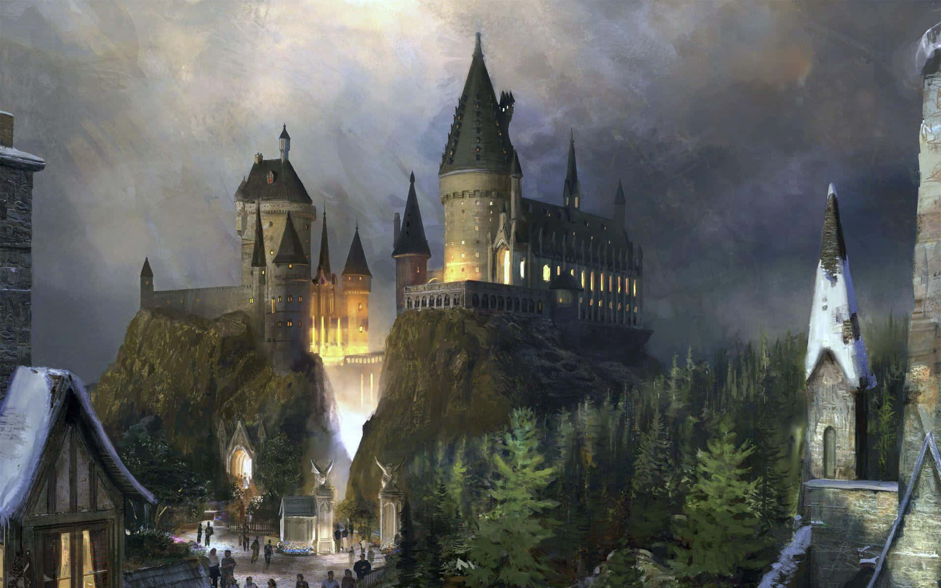 Udforsk skønheden og mysterium af Hogwarts Slot med denne forheksende tapet. Wallpaper