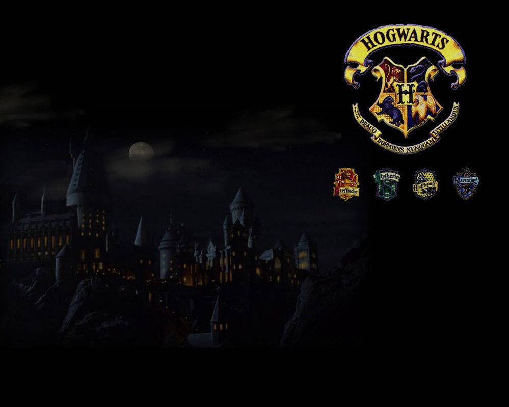 The majestic Hogwarts Castle and Crest. Wallpaper