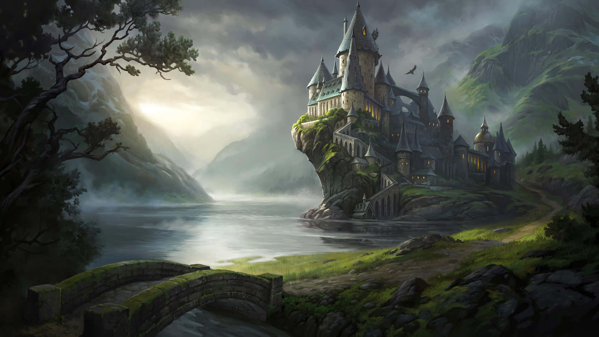 Hogwarts Castle Sunset Mystique Wallpaper