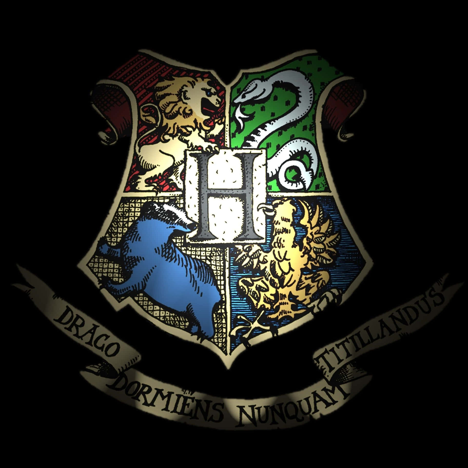Hogwarts Crest - Emblems of the Four Houses Wallpaper