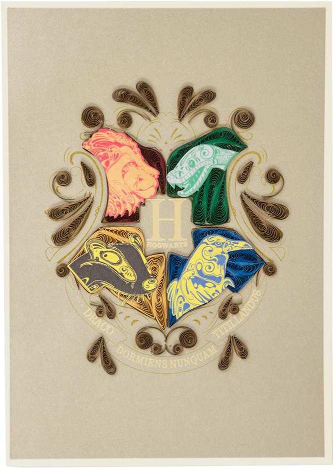 Hogwarts Crest Quilling Art PNG