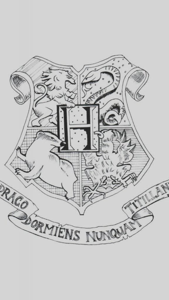 Hogwarts Crest Sketch Harry Potter Iphone Wallpaper