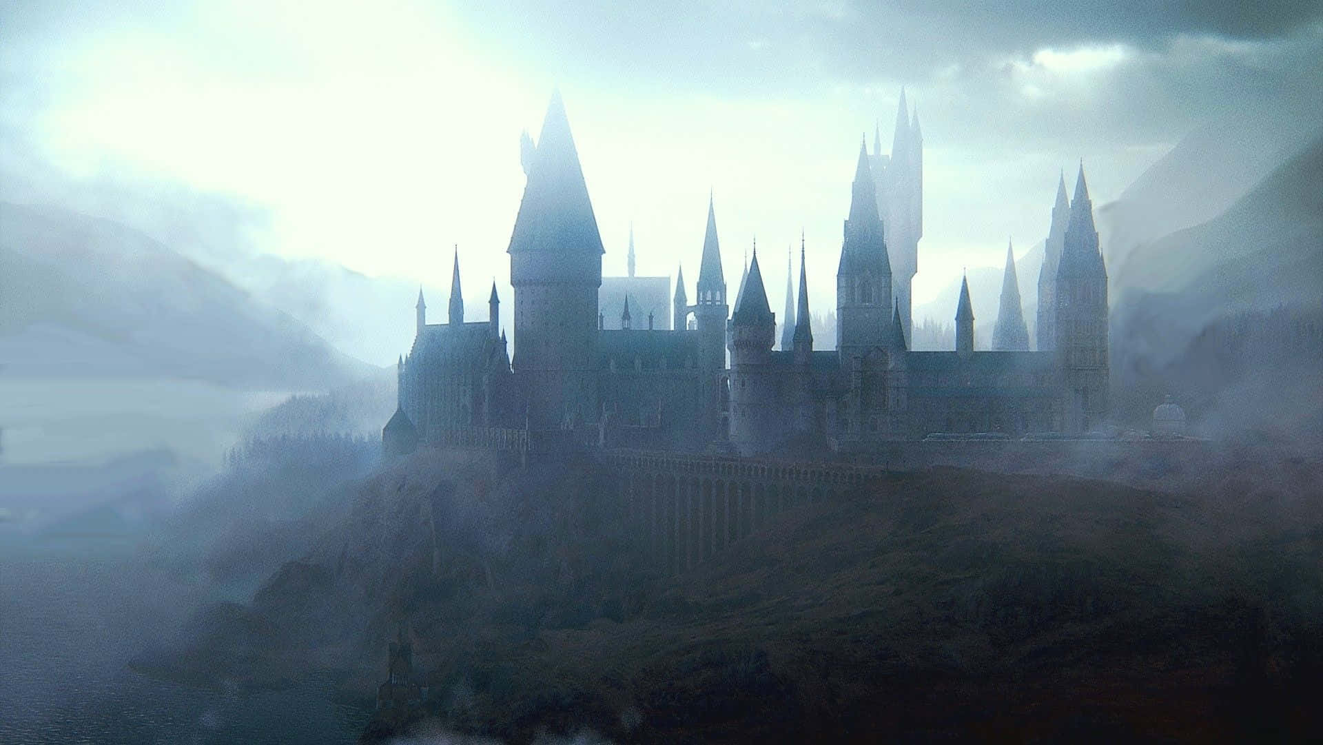 An up-close view of Hogwarts Castle and the silvery Lake. Wallpaper
