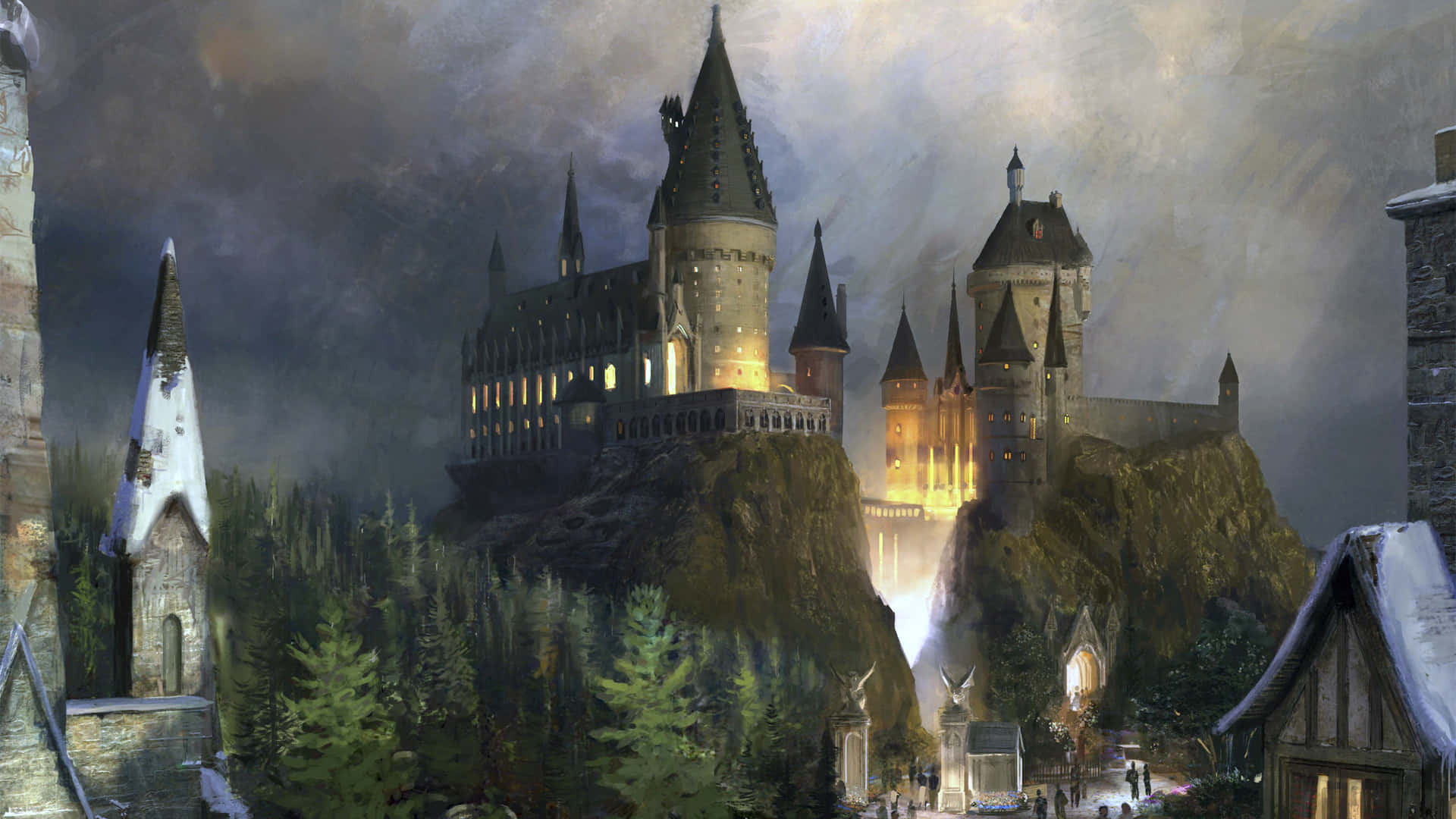 Hogwarts Castle in the Evening Wallpaper