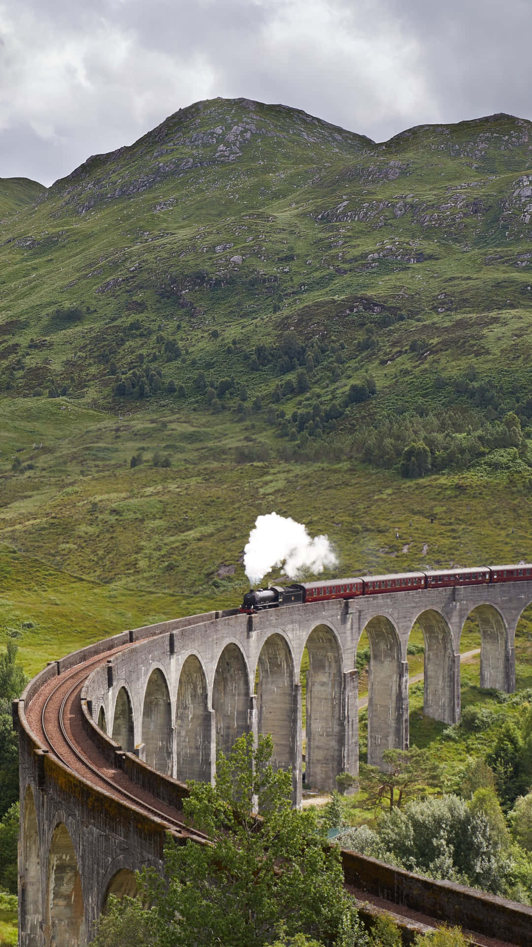The Magical Hogwarts Express Chugging Through the Mystic Landscape Wallpaper