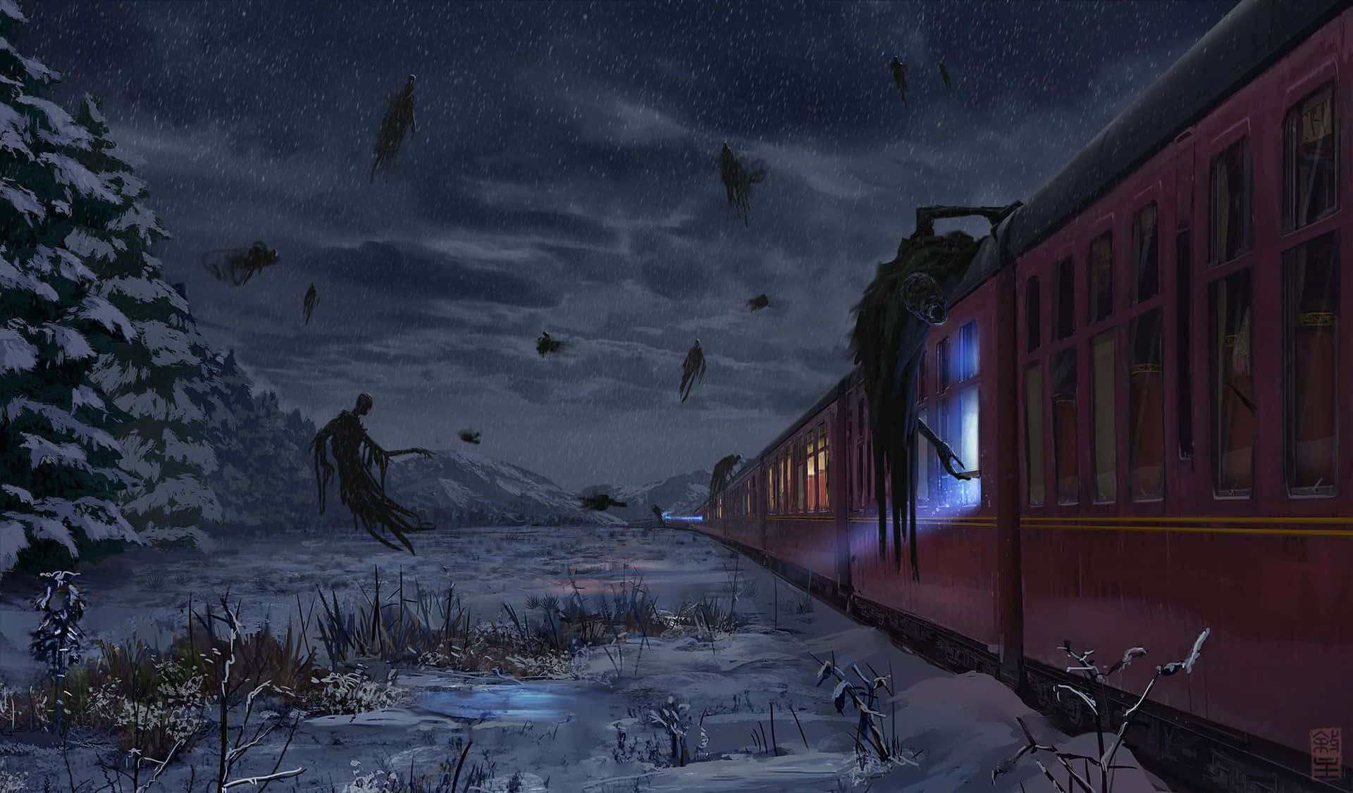 The magical Hogwarts Express leaving the platform for another enchanting journey. Wallpaper