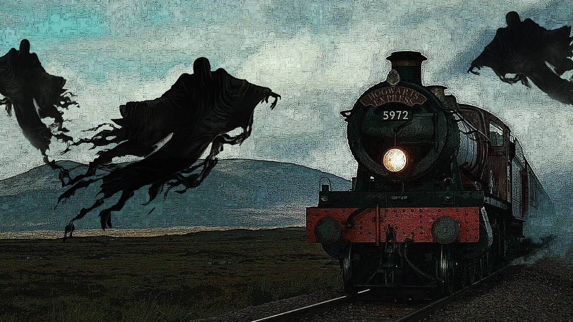 Hogwartsexpress Mit Dementoren In Hogwarts-ästhetik Wallpaper