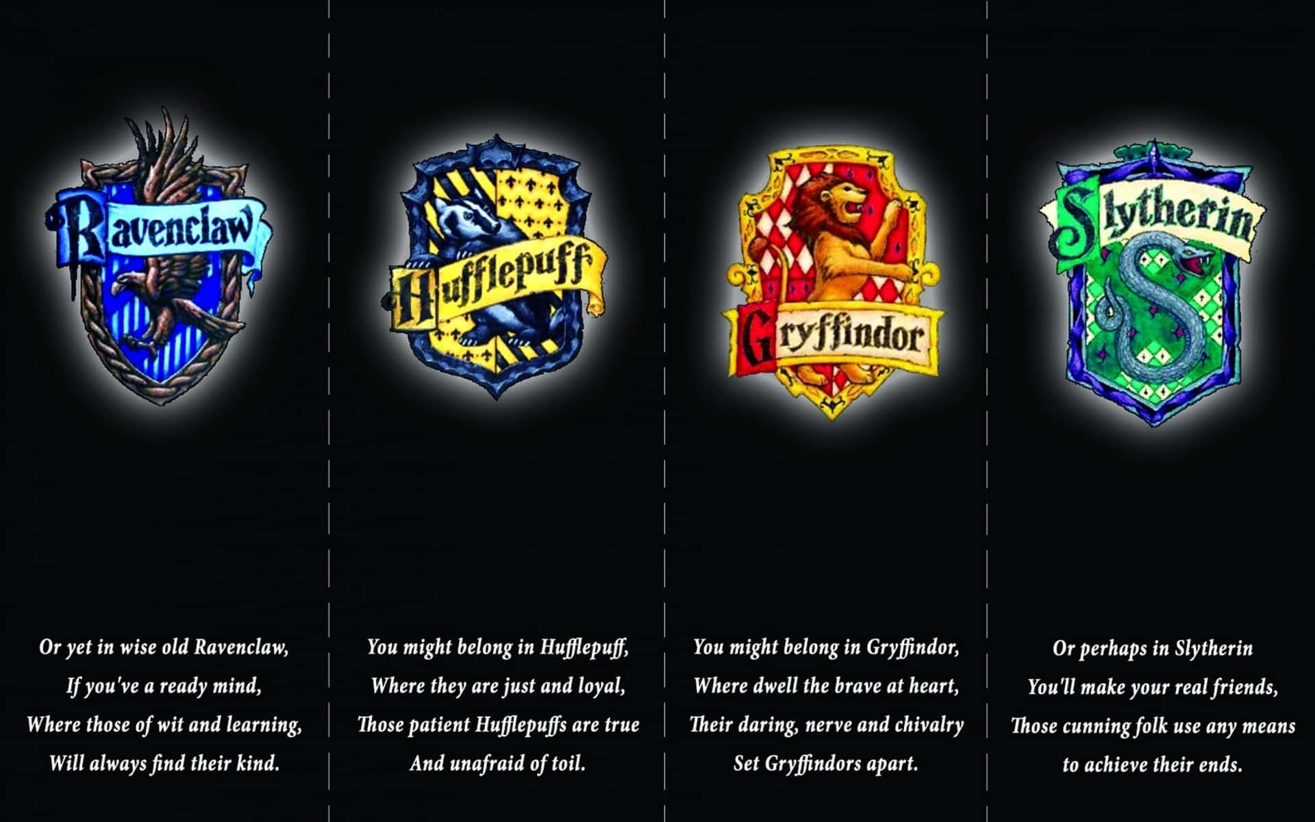 Hogwarts House Crestswith Descriptions SVG