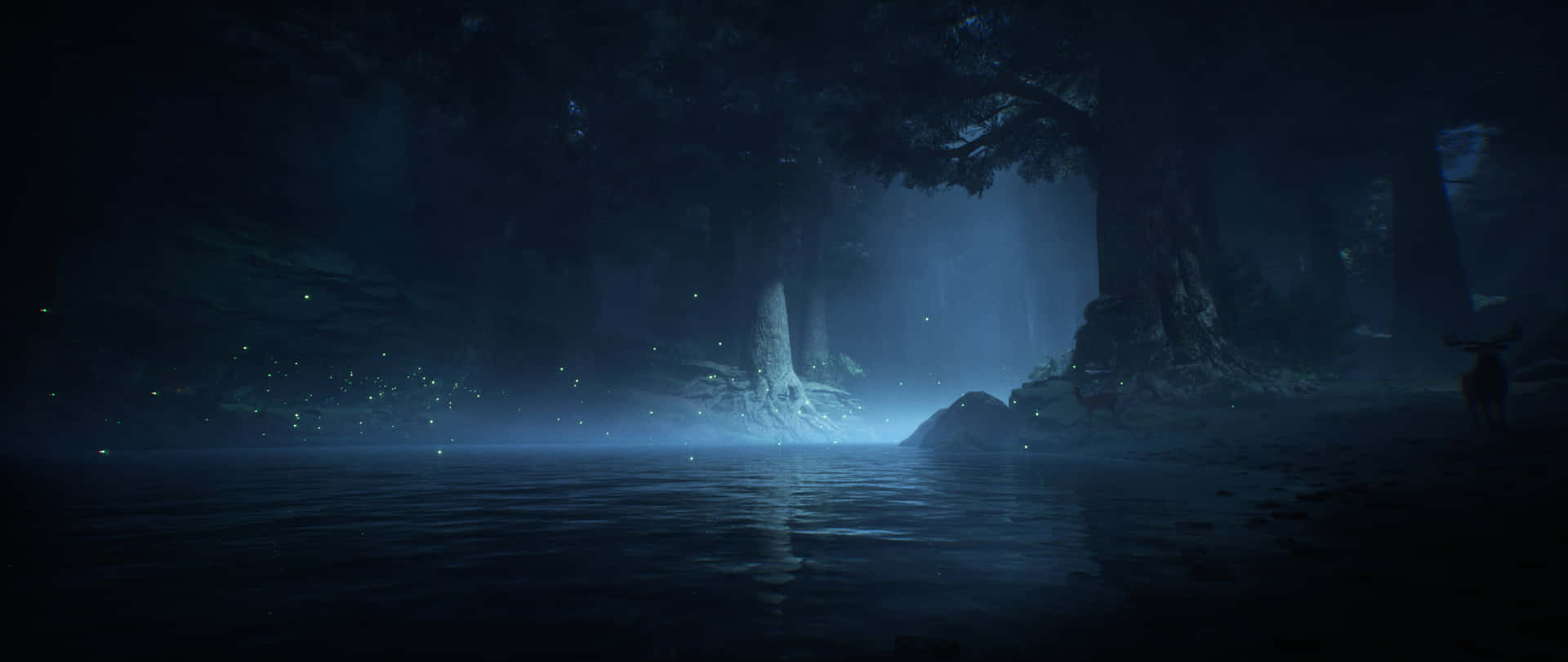 Hogwarts Legacy_ Mystical Forest Night Scene Wallpaper