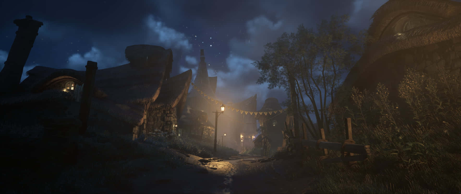 Hogwarts Legacy_ Nighttime Village Path Wallpaper