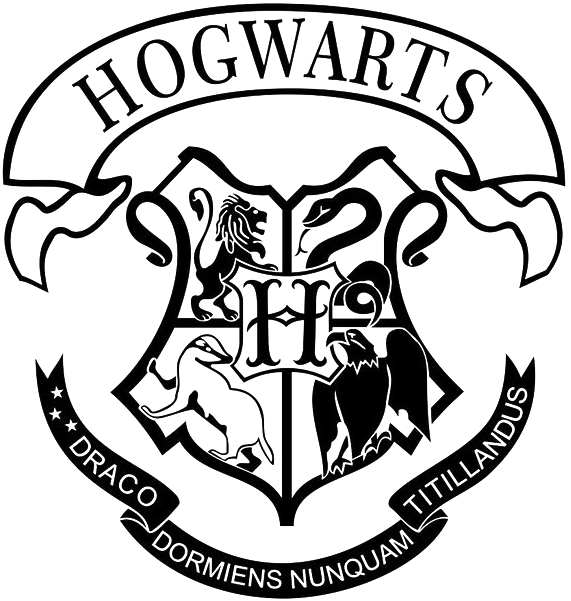 Hogwarts School Crest Monochrome PNG