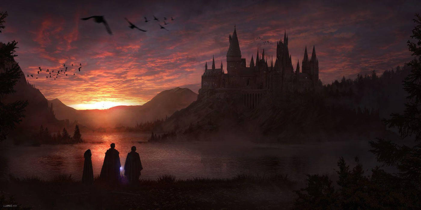 Hogwarts adskilt af sø Harry Potter iPad tapet Wallpaper