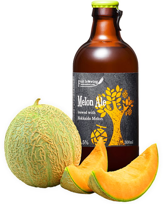 Hokkaido Melon Ale Bottleand Fruit PNG