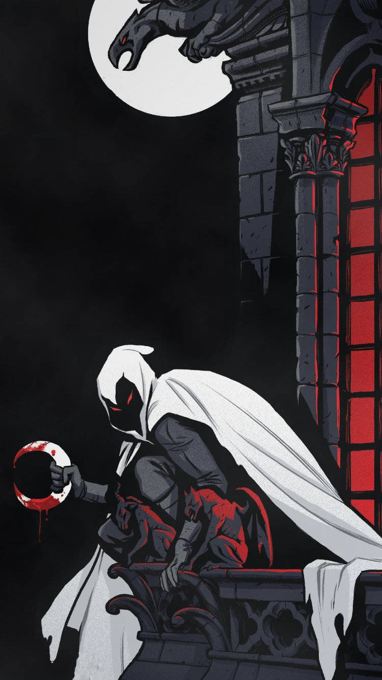 Holding Bloodstained Crescent Darts Moon Knight Phone Wallpaper