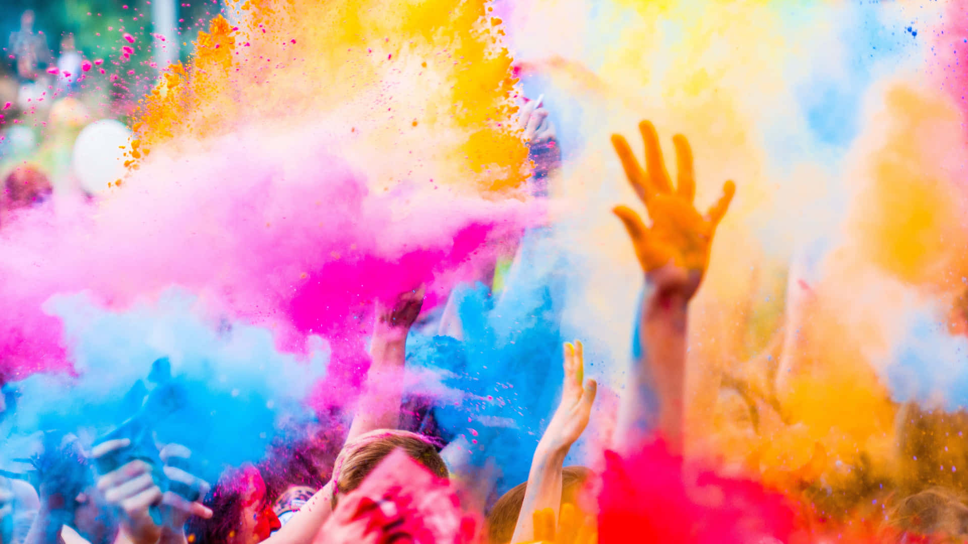 Caption: Colorful Holi Festival Celebration Background