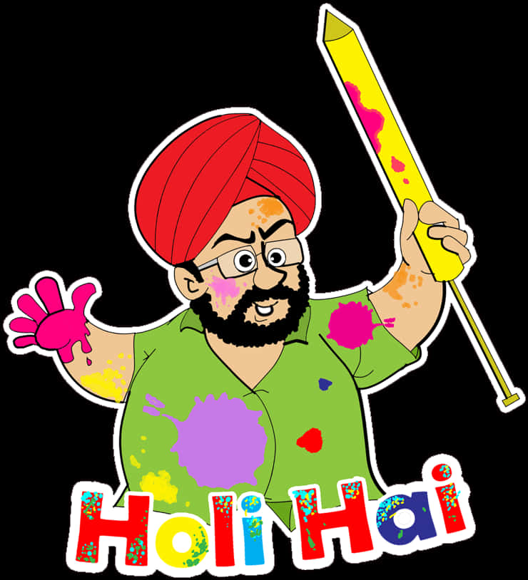 Holi Celebration Cartoon Man PNG