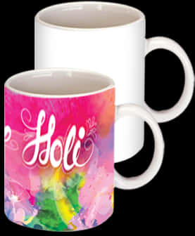 Holi Festival Colorful Mugs PNG