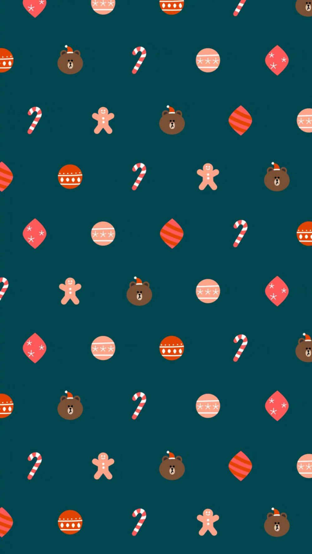 Holiday Bear Patterni Phone Wallpaper Wallpaper