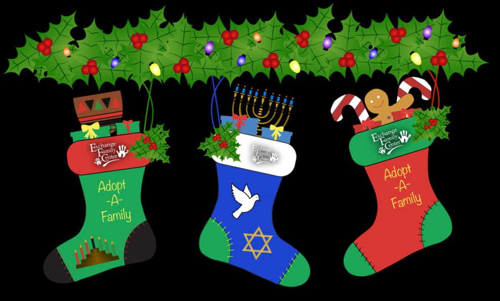 Holiday Charity Stockings Illustration PNG