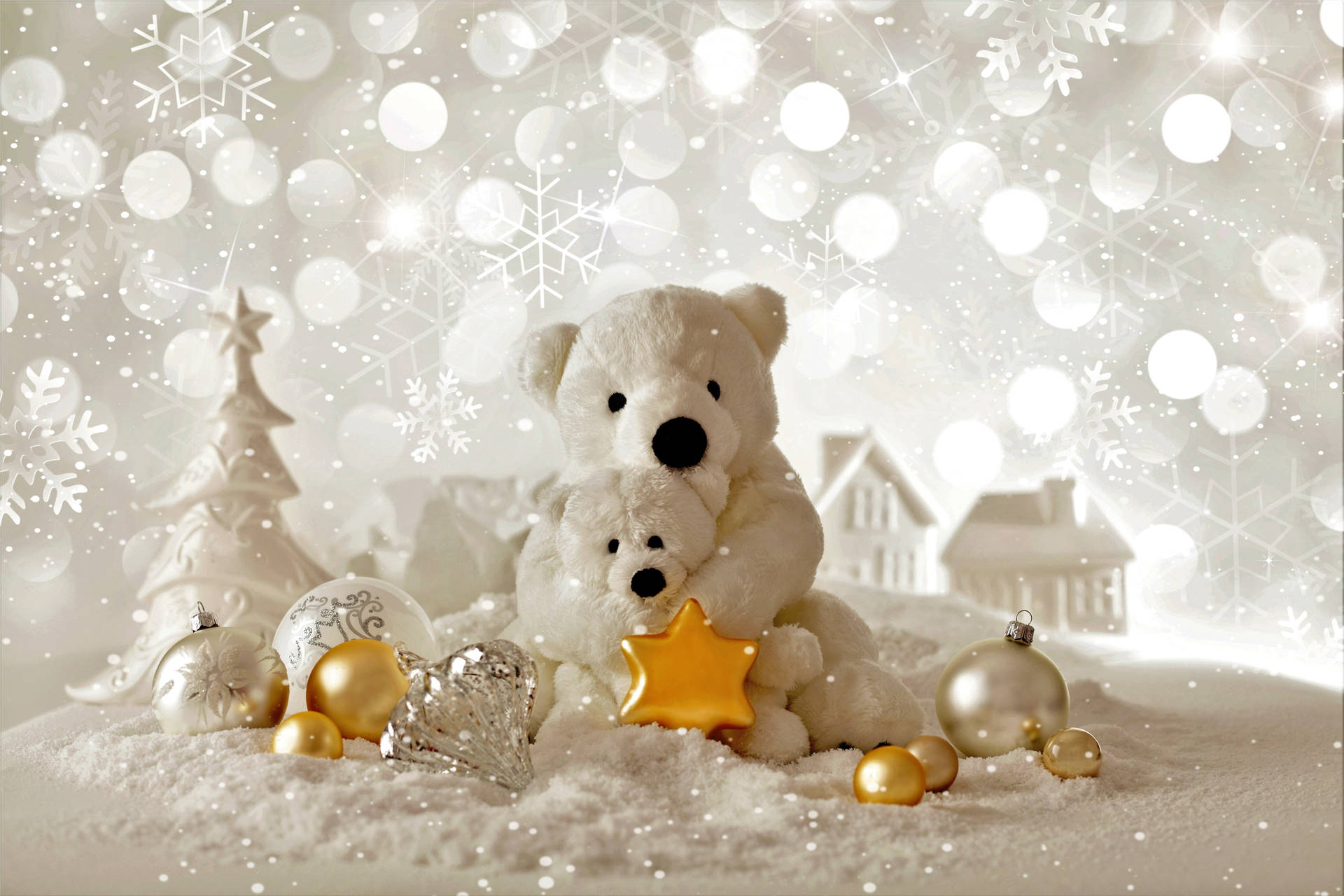 Holiday Cute Teddy Bear Photo Wallpaper