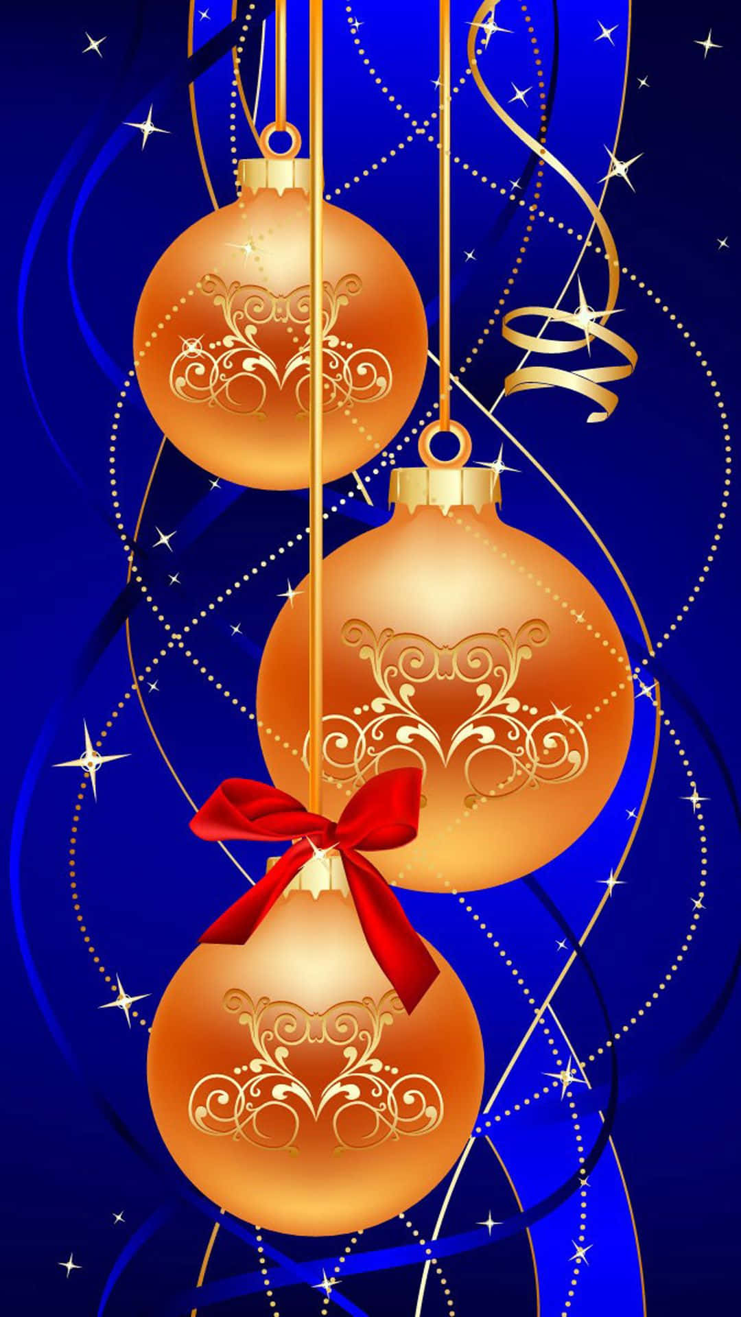 Orange Christmas Balls Holiday iPhone Wallpaper