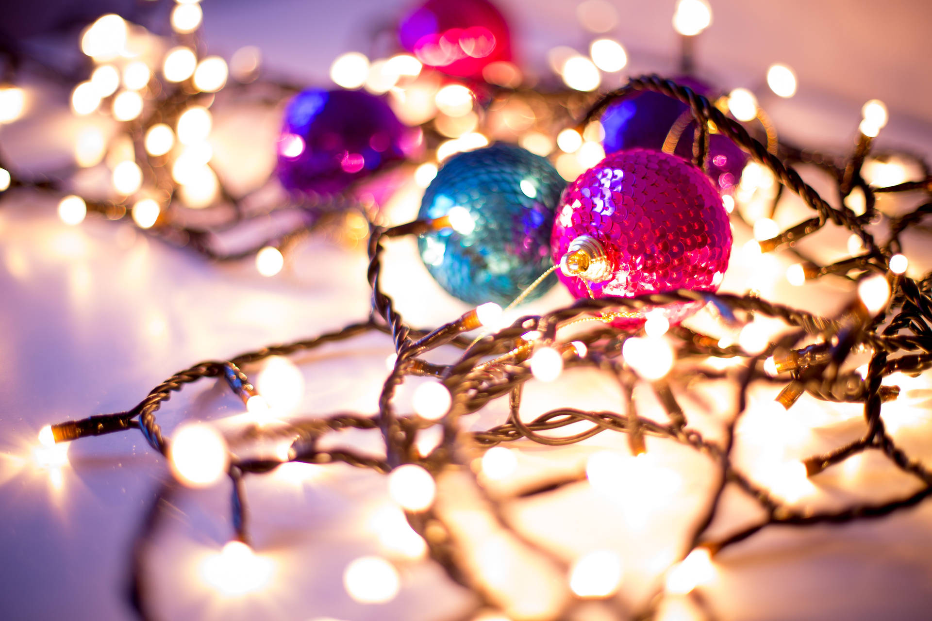 Holiday Lights And Balls Wallpaper