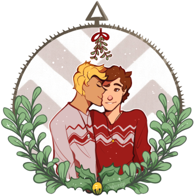 Holiday Mistletoe Kiss Cartoon PNG