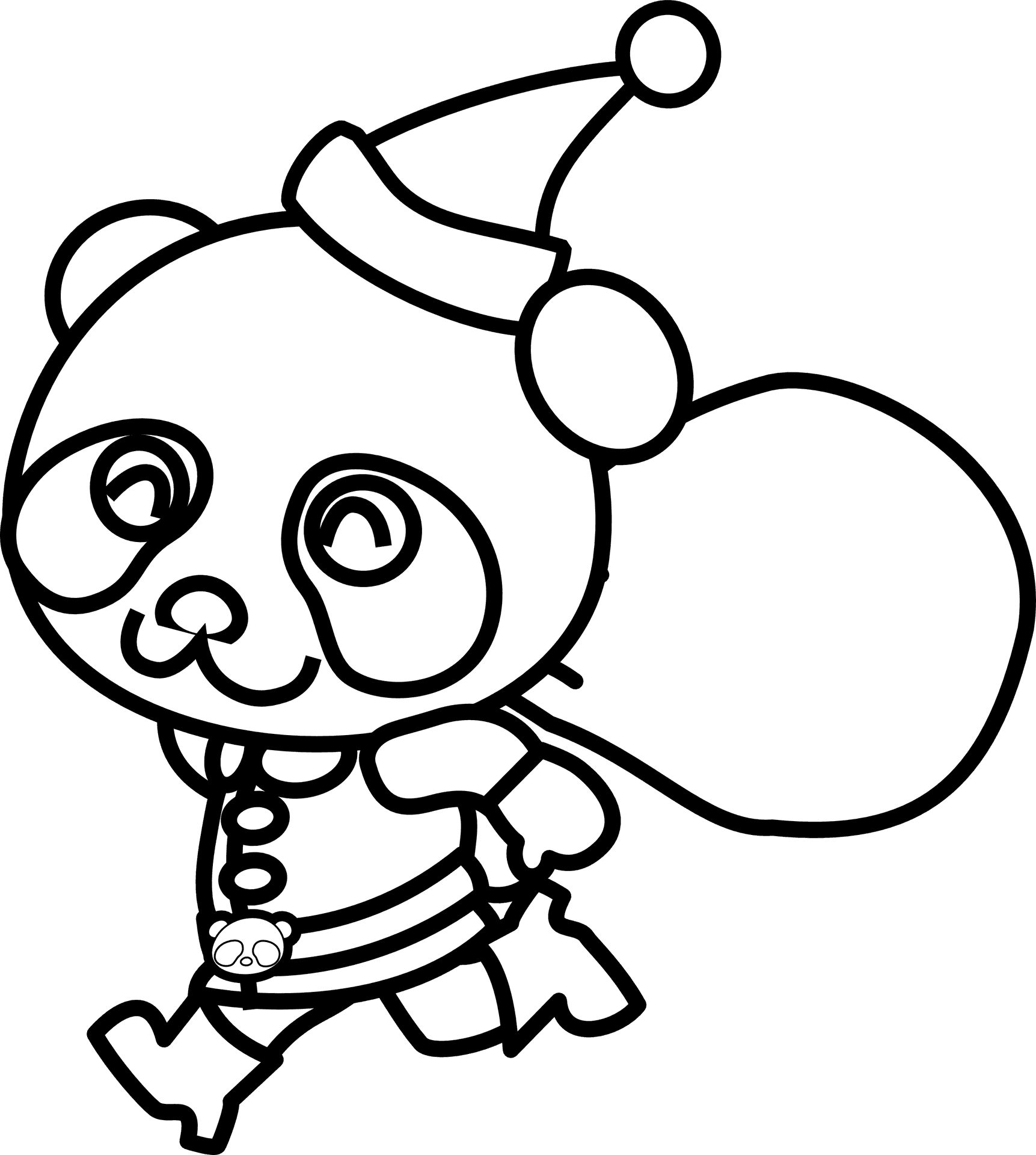 Holiday Panda Coloring Page PNG