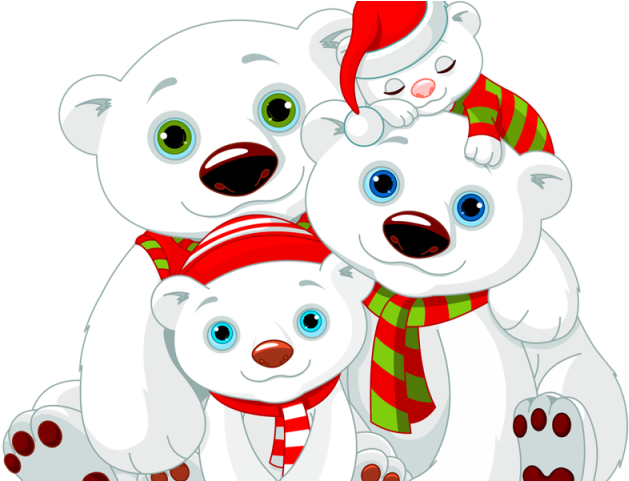 Holiday Polar Bear Family Cartoon PNG
